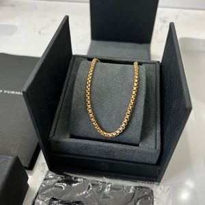 David Yurman 18k Gold Medium Box Chain 3.4mm 22” Men Women Retail $6080.